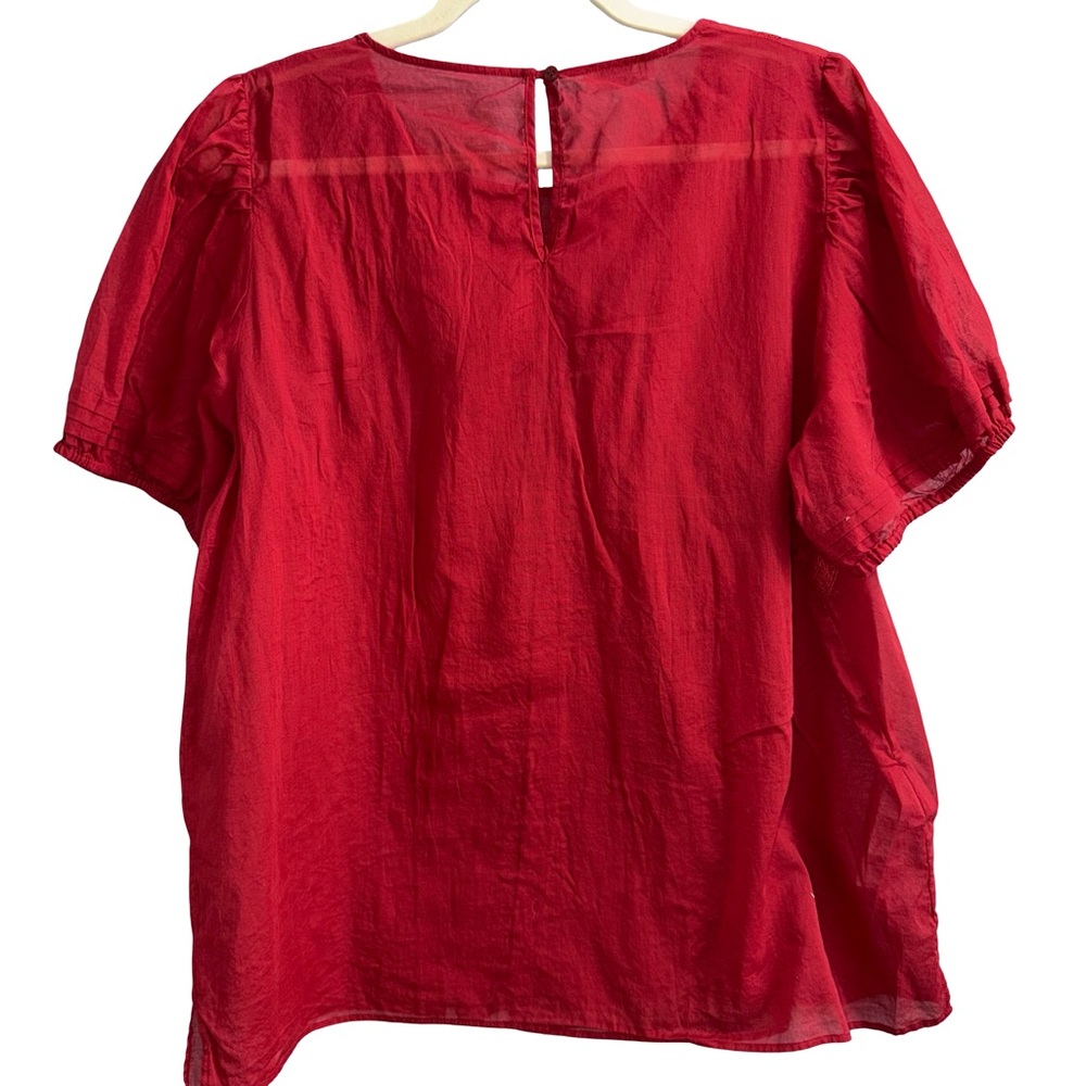 Diana Gallesi deep red 100% cotton blouse. Size US 16. - Picture 2 of 7